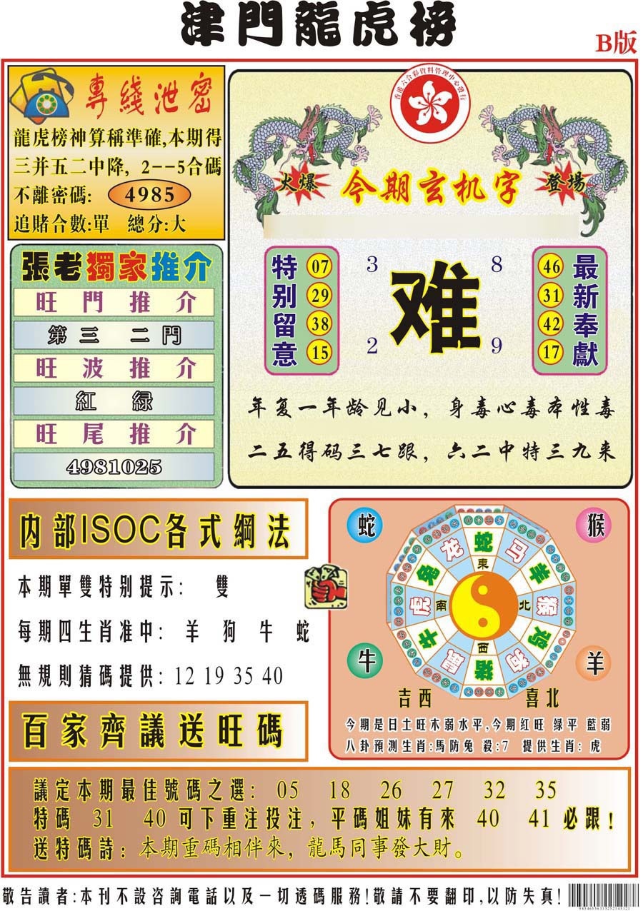 008期津门龙虎榜B[图]