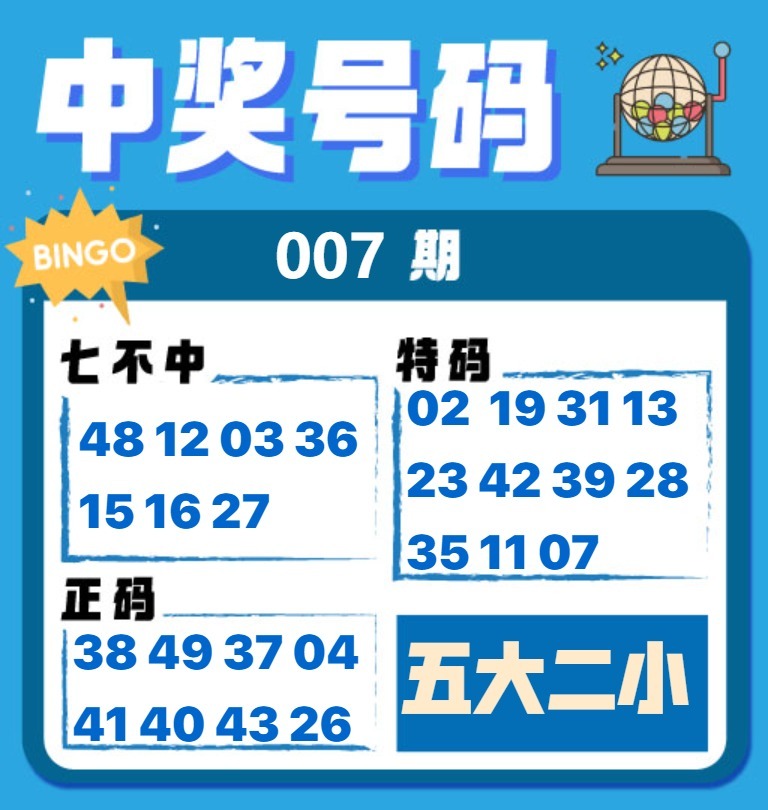 007期中奖号码[图]